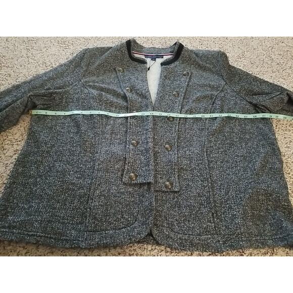 Tommy Hilfiger Band Jacket Military Charcoal Gray Womens Size 2X Knit NWT $119.5 - Picture 7 of 11